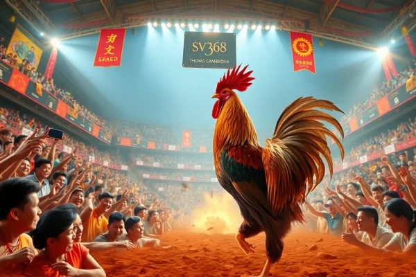 Live cockfighting action at SV368, enhancing the excitement of sv368win.live with vibrant atmosphere.