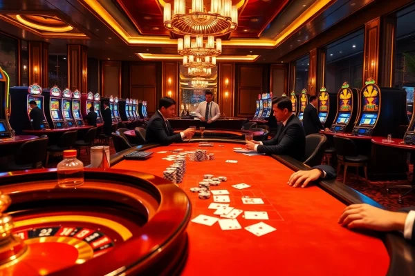 Exciting gaming atmosphere at dom88.us.com featuring luxurious casino tables and dynamic players.