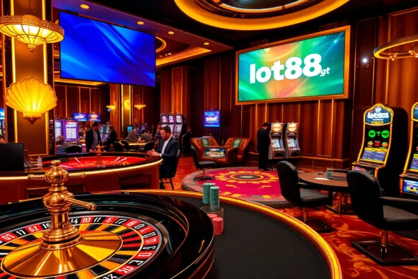 Engage in thrilling gambling action at loto188.gb.net with vibrant casino tables and captivating slot machines.