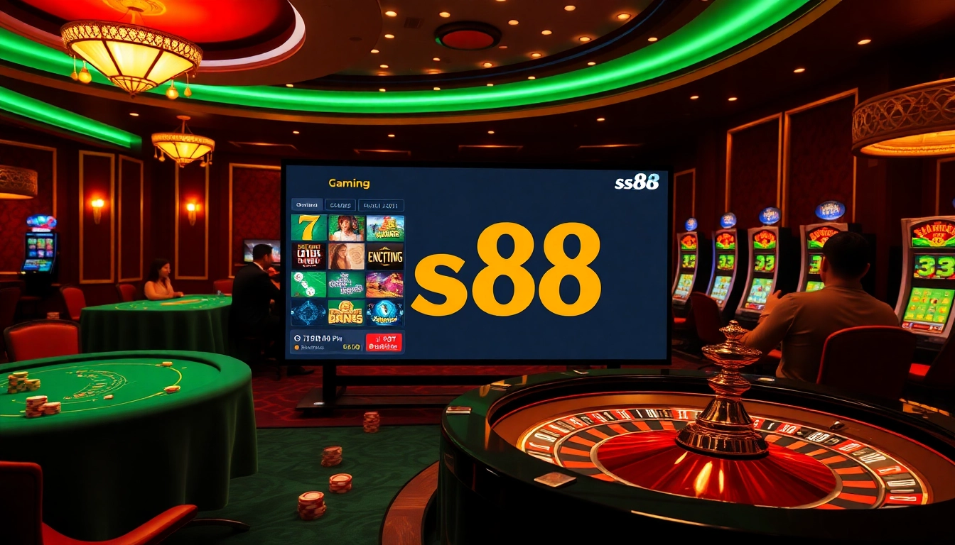 Players engaging in high-stakes gaming at an elegant casino featuring s88 online betting options.