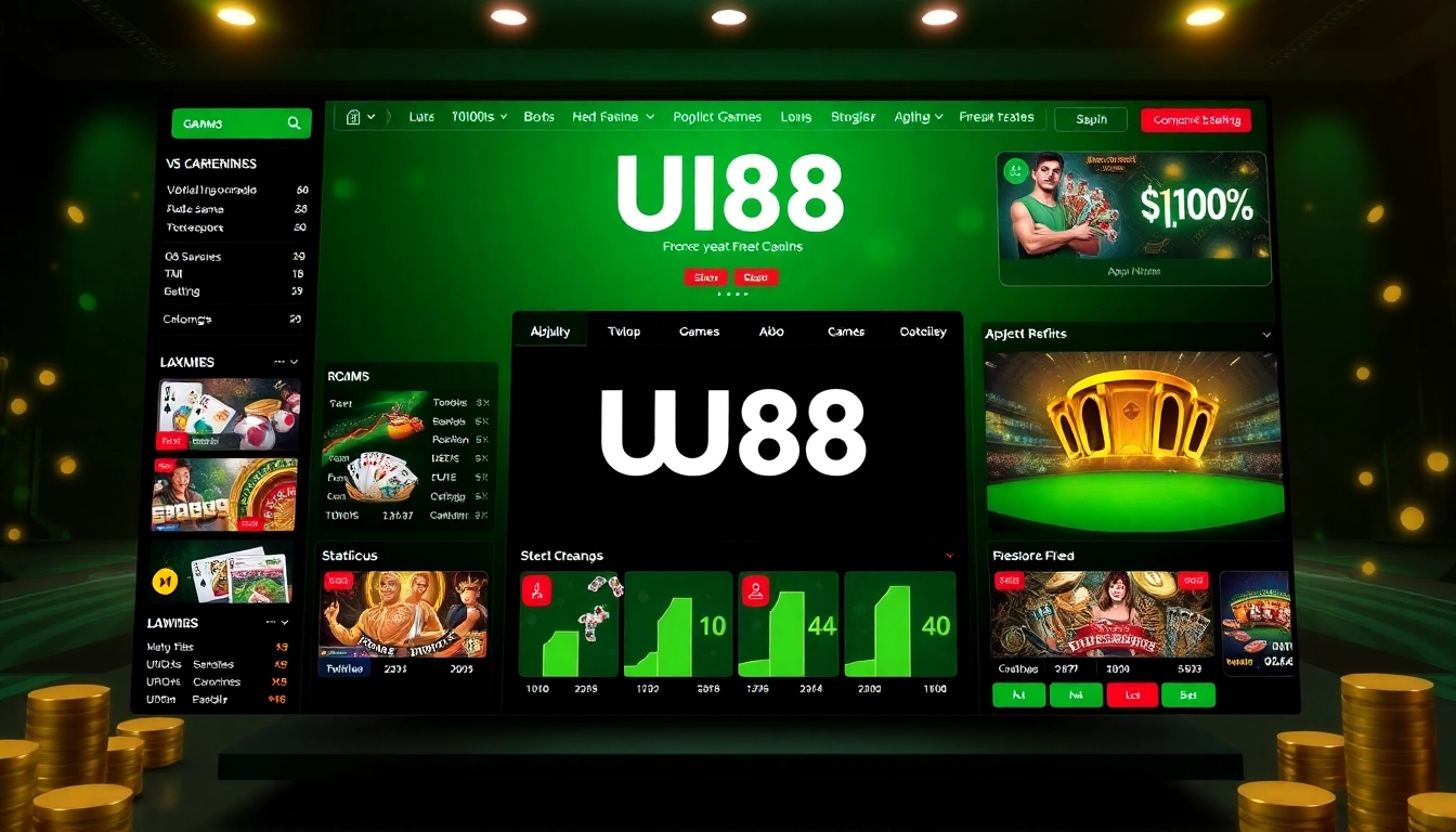 UU88 online gambling platform interface showcasing vibrant casino games and betting options.